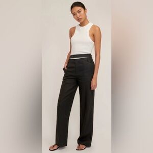 145.  Marissa Webb Theo Linen Double Waist Trousers